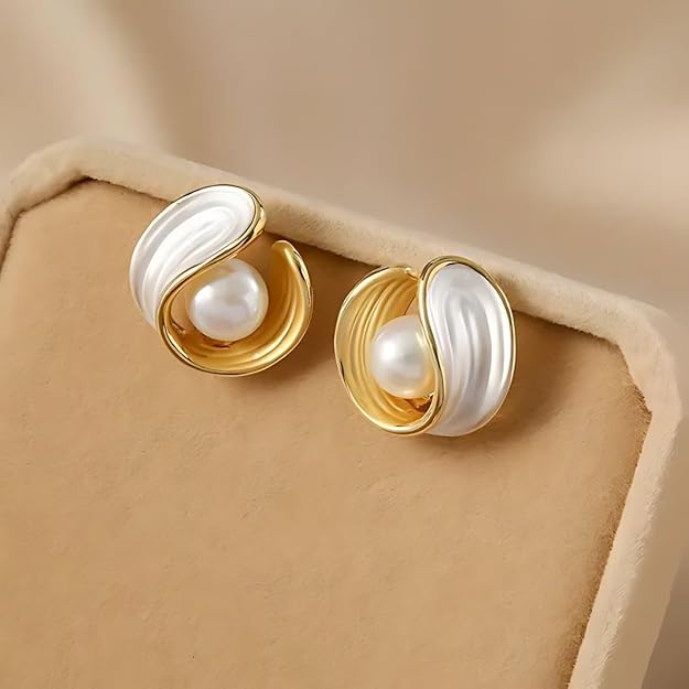 Elegant Pearl Drop Anti-Tarnish Stud Earrings for Women & Girls – Timeless Party & Daily Wear Jewellery