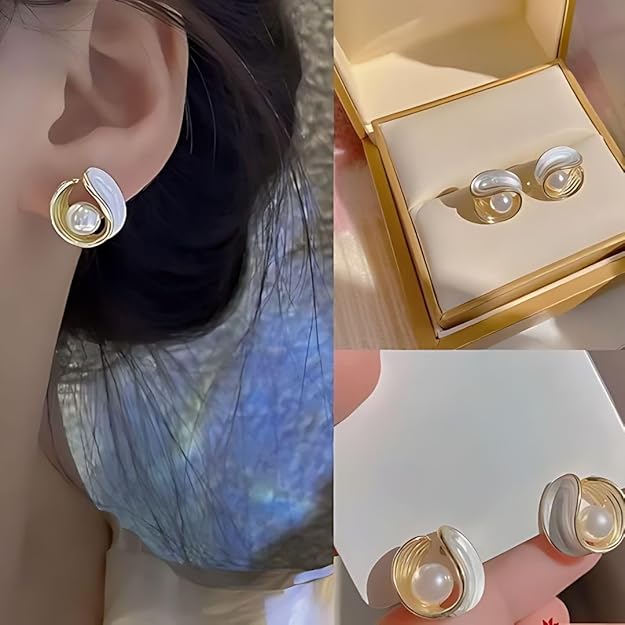 Elegant Pearl Drop Anti-Tarnish Stud Earrings for Women & Girls – Timeless Party & Daily Wear Jewellery