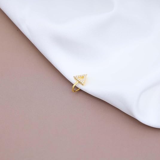 Triangle Shape Nose Pin for Women – Gold Colour Clip-On Non-Piercing Nose Ring