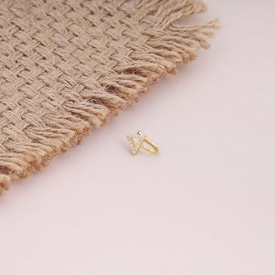Triangle Shape Nose Pin for Women – Gold Colour Clip-On Non-Piercing Nose Ring