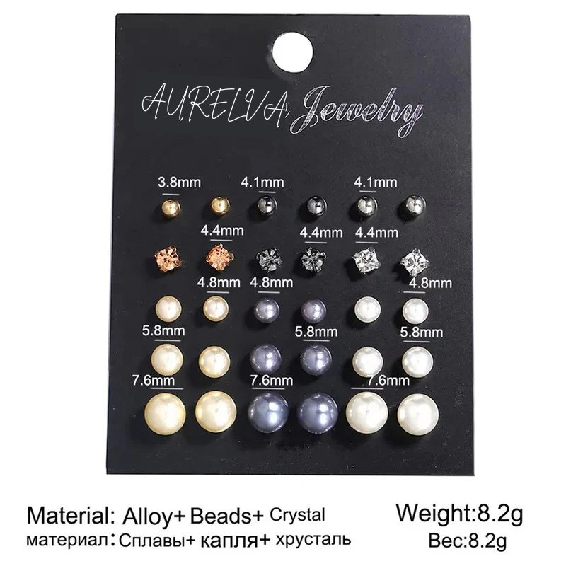Gold Plated Multicolor 15-Pair Stud Earrings Set – Elegant & Versatile Collection for Women