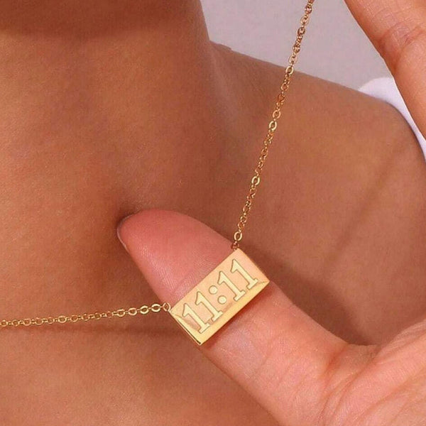 11:11 Gold-Plated Stainless Steel Pendant – Anti Tarnish Angel Number Necklace for Women & Girls