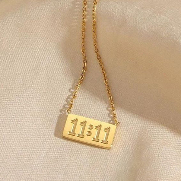11:11 Gold-Plated Stainless Steel Pendant – Anti Tarnish Angel Number Necklace for Women & Girls