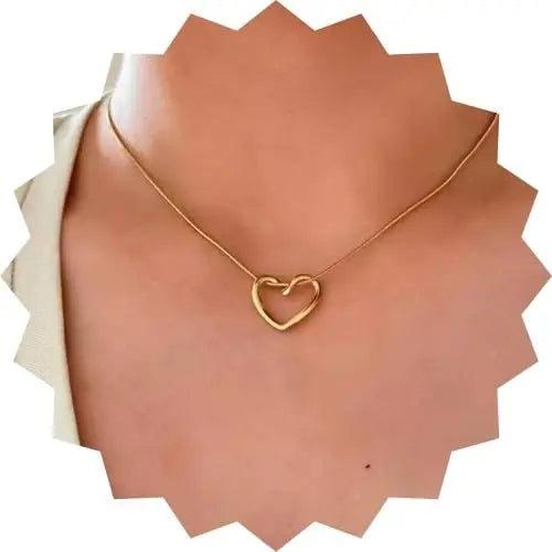 Aurelva Stainless Steel Gold Heart Pendant Necklace for Women with Chain | Anti Tarnish Jewellery Neck Chain for Girls Loocket | Aesthetic Necklace for Girls, Valentine's Gift for Girlfriend Aurelva