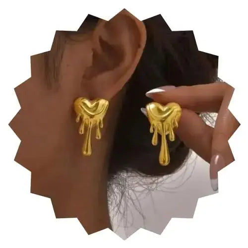 Aurelva Melting Lips Gold Plated Anti Tarnish Stud Earrings for Women Girls | Unique Bold Korean Style Waterproof Earrings | Minimal Fashion Jewellery Aurelva