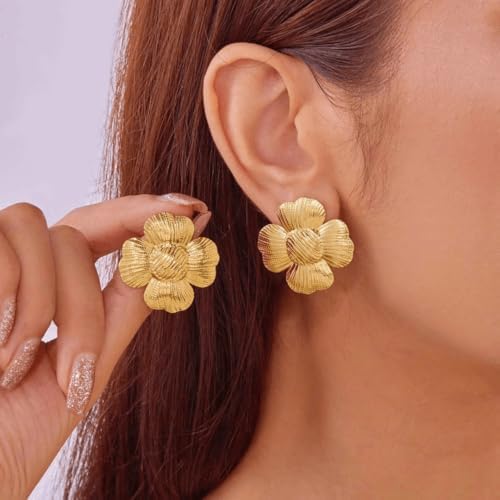 Aurelva Bloom Textured Flower Earrings for Women and Girls