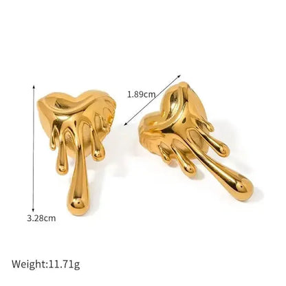 Aurelva Melting Lips Gold Plated Anti Tarnish Stud Earrings for Women Girls | Unique Bold Korean Style Waterproof Earrings | Minimal Fashion Jewellery Aurelva