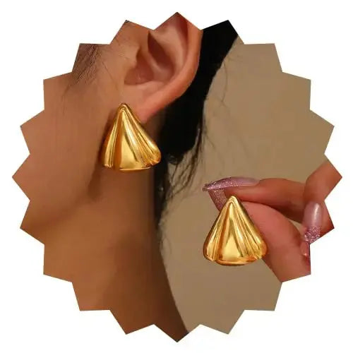 Aurelva Anti-Tarnish Gold Plated Bold Shell Stud Earrings for Women | Waterproof Stylish Statement Earrings | Modern Fashion Jewellery for Girls Aurelva