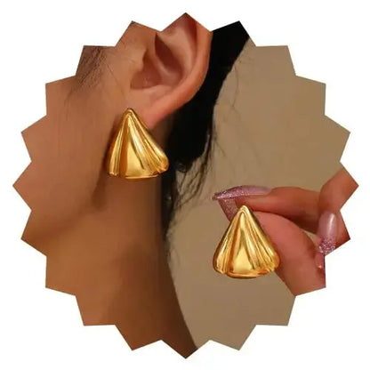 Aurelva Anti-Tarnish Gold Plated Bold Shell Stud Earrings for Women | Waterproof Stylish Statement Earrings | Modern Fashion Jewellery for Girls Aurelva