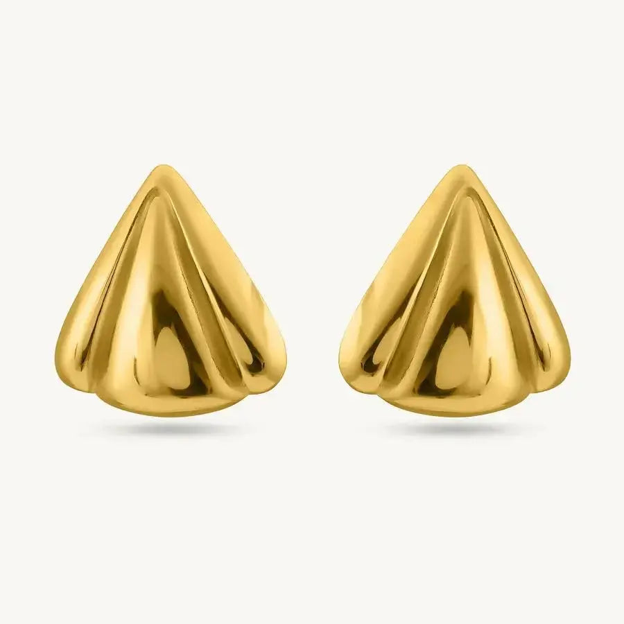 Aurelva Anti-Tarnish Gold Plated Bold Shell Stud Earrings for Women | Waterproof Stylish Statement Earrings | Modern Fashion Jewellery for Girls Aurelva