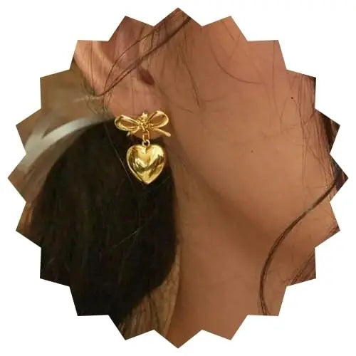 Aurelva Gold-Plated Bow and Heart Drop Earrings for Women | Anti-Tarnish Aesthetic Dangle Earrings | Fashion Jewelry Gift for Girlfriend, Wife Aurelva