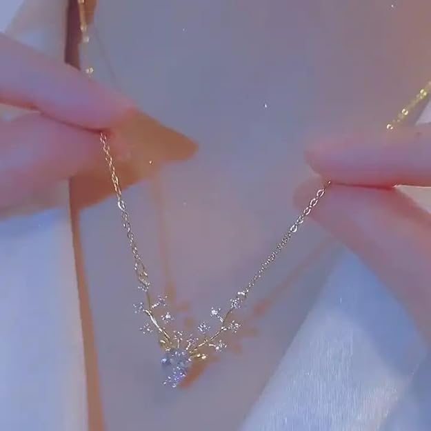 Elegant Gold Plated Deer Necklace with Crystal Pendant for Women & Girls