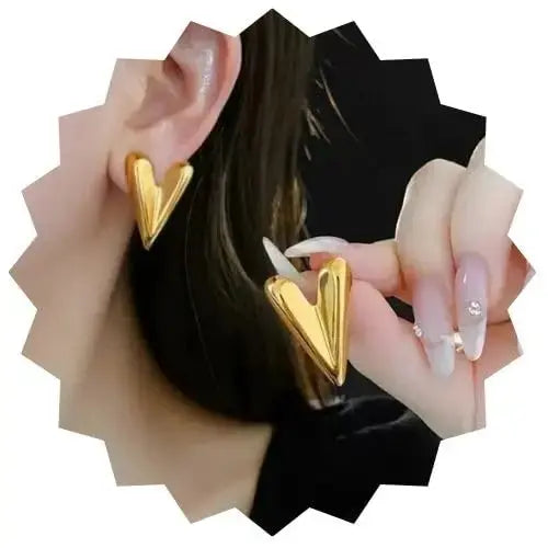 Aurelva Gold Plated Heart Stud Earrings for Women and Girls | Lightweight Stylish Earrings | Fashion Jewellery Aurelva