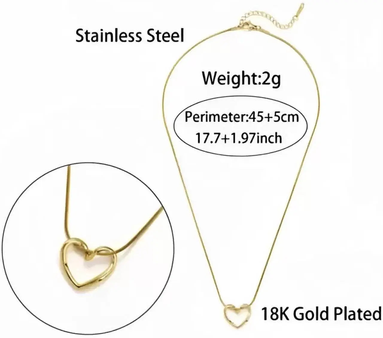 Aurelva Stainless Steel Gold Heart Pendant Necklace for Women with Chain | Anti Tarnish Jewellery Neck Chain for Girls Loocket | Aesthetic Necklace for Girls, Valentine's Gift for Girlfriend Aurelva
