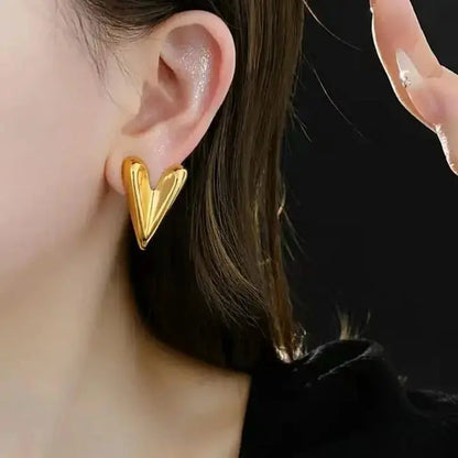 Aurelva Gold Plated Heart Stud Earrings for Women and Girls | Lightweight Stylish Earrings | Fashion Jewellery Aurelva