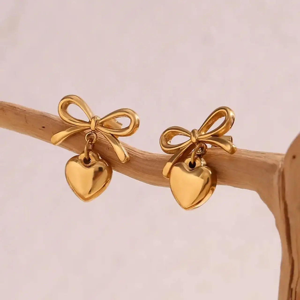 Aurelva Gold-Plated Bow and Heart Drop Earrings for Women | Anti-Tarnish Aesthetic Dangle Earrings | Fashion Jewelry Gift for Girlfriend, Wife Aurelva