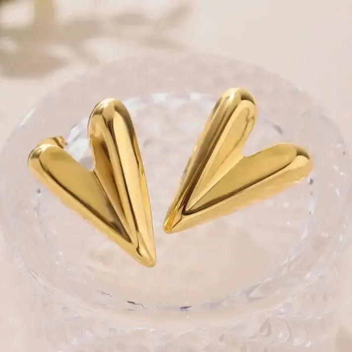 Aurelva Gold Plated Heart Stud Earrings for Women and Girls | Lightweight Stylish Earrings | Fashion Jewellery Aurelva