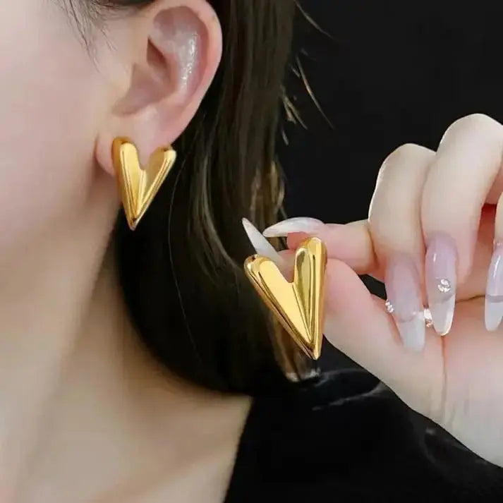 Aurelva Gold Plated Heart Stud Earrings for Women and Girls | Lightweight Stylish Earrings | Fashion Jewellery Aurelva