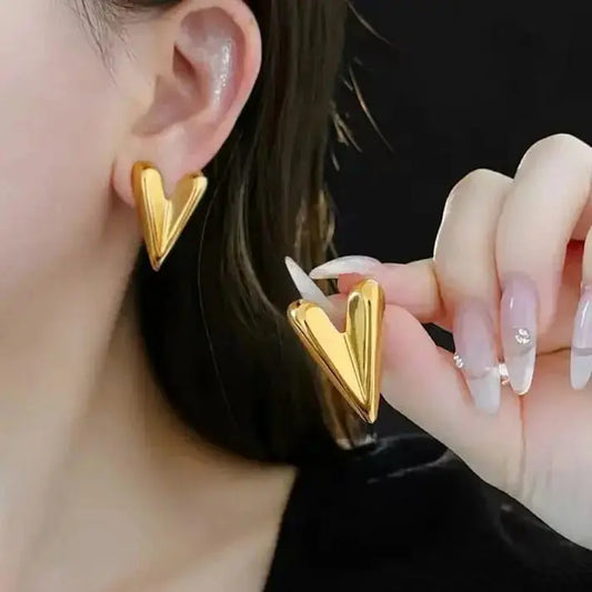 Aurelva Gold Plated Heart Stud Earrings for Women and Girls | Lightweight Stylish Earrings | Fashion Jewellery Aurelva