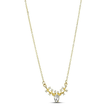 Elegant Gold Plated Deer Necklace with Crystal Pendant for Women & Girls