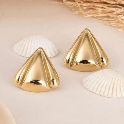 Aurelva Anti-Tarnish Gold Plated Bold Shell Stud Earrings for Women | Waterproof Stylish Statement Earrings | Modern Fashion Jewellery for Girls Aurelva