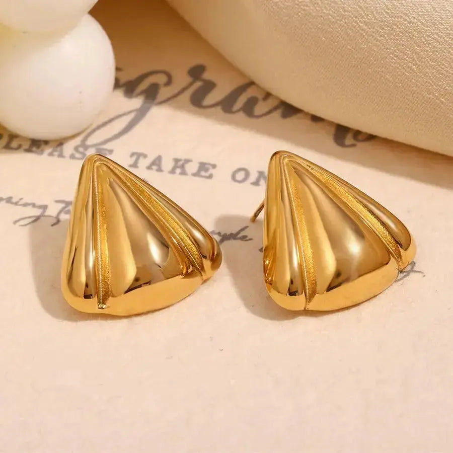 Aurelva Anti-Tarnish Gold Plated Bold Shell Stud Earrings for Women | Waterproof Stylish Statement Earrings | Modern Fashion Jewellery for Girls Aurelva