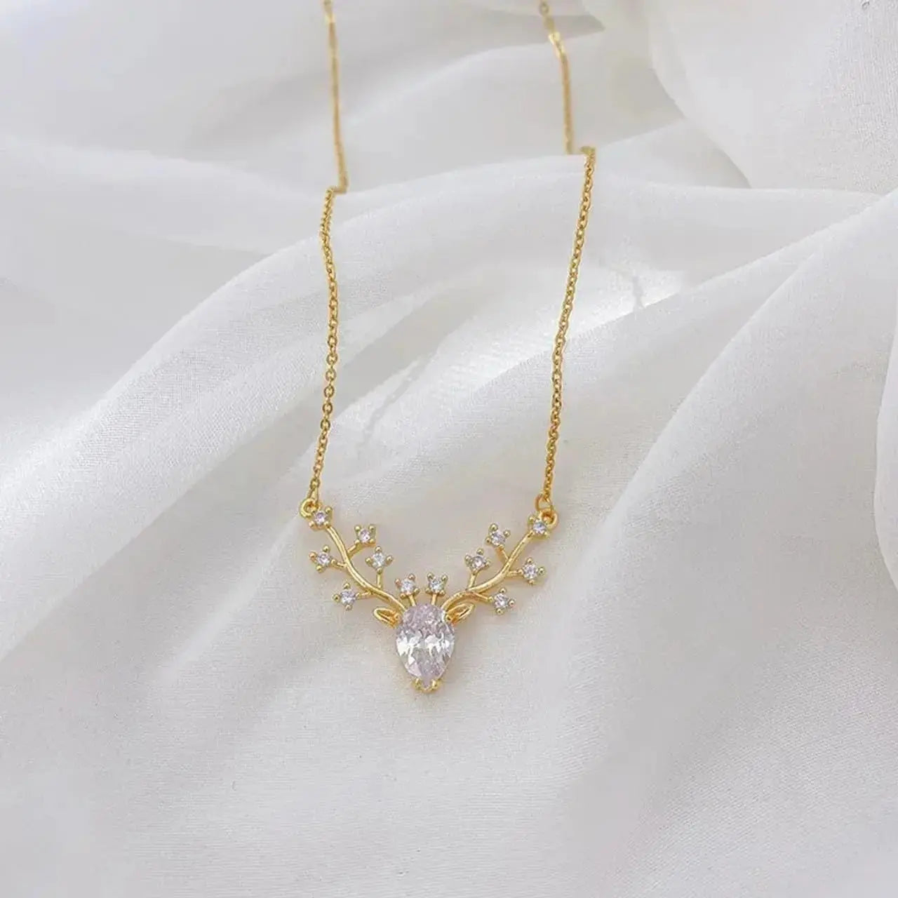 Crystal Branch Pendant Necklace Aurelva