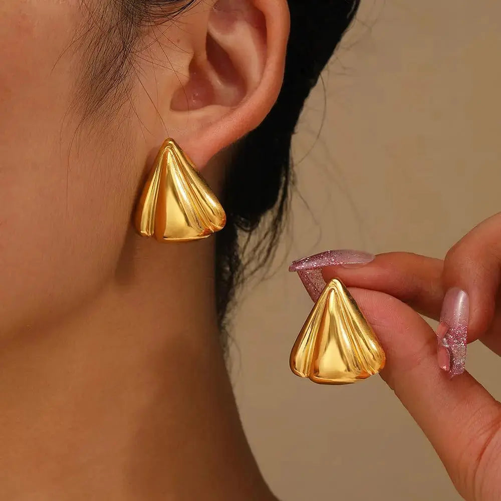 Aurelva Anti-Tarnish Gold Plated Bold Shell Stud Earrings for Women | Waterproof Stylish Statement Earrings | Modern Fashion Jewellery for Girls Aurelva