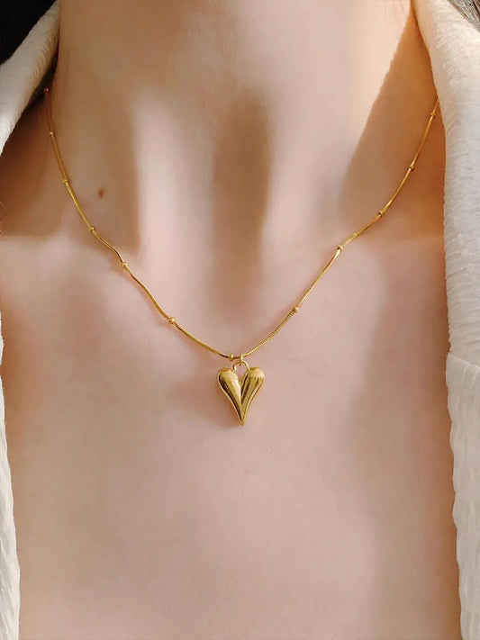 Gold-Plated Heart Pendant Necklace, Waterproof & Anti Tarnish Jewellery Aurelva