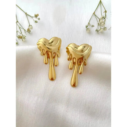 Aurelva Melting Lips Gold Plated Anti Tarnish Stud Earrings for Women Girls | Unique Bold Korean Style Waterproof Earrings | Minimal Fashion Jewellery Aurelva