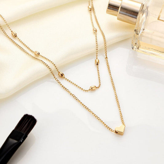 Elegant Heart-Inspired Double Layered Gold Necklace – Minimalist & Trendy