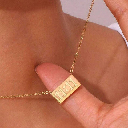 11:11 Gold-Plated Stainless Steel Pendant – Anti Tarnish Angel Number Necklace for Women & Girls