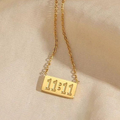 11:11 Gold-Plated Stainless Steel Pendant – Anti Tarnish Angel Number Necklace for Women & Girls