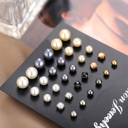 Gold Plated Multicolor 15-Pair Stud Earrings Set – Elegant & Versatile Collection for Women